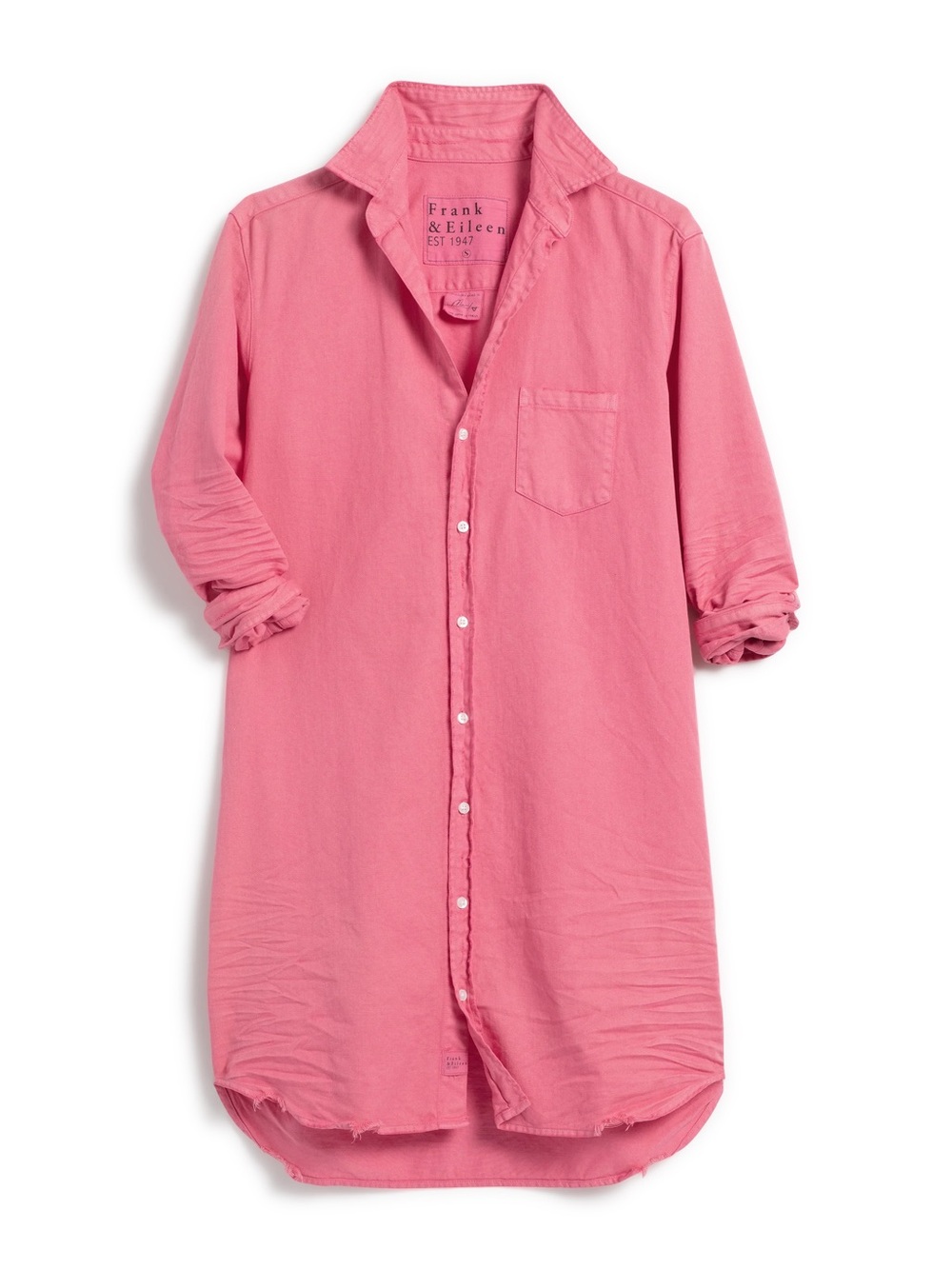 Frank & Eileen Mary Shirtdress Famous Denim Distressed Dress Pink Medium